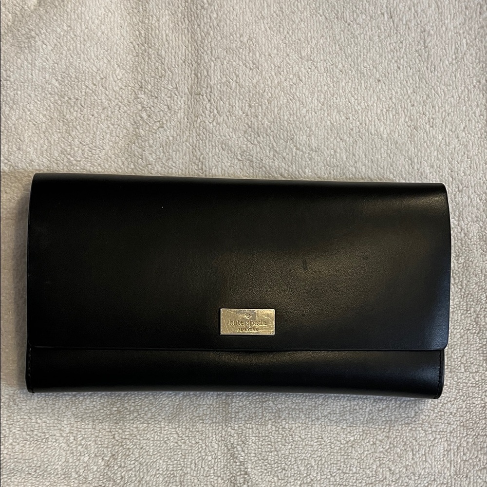 Kate Spade New York Vinyl Black  Wallet with Gold Logo